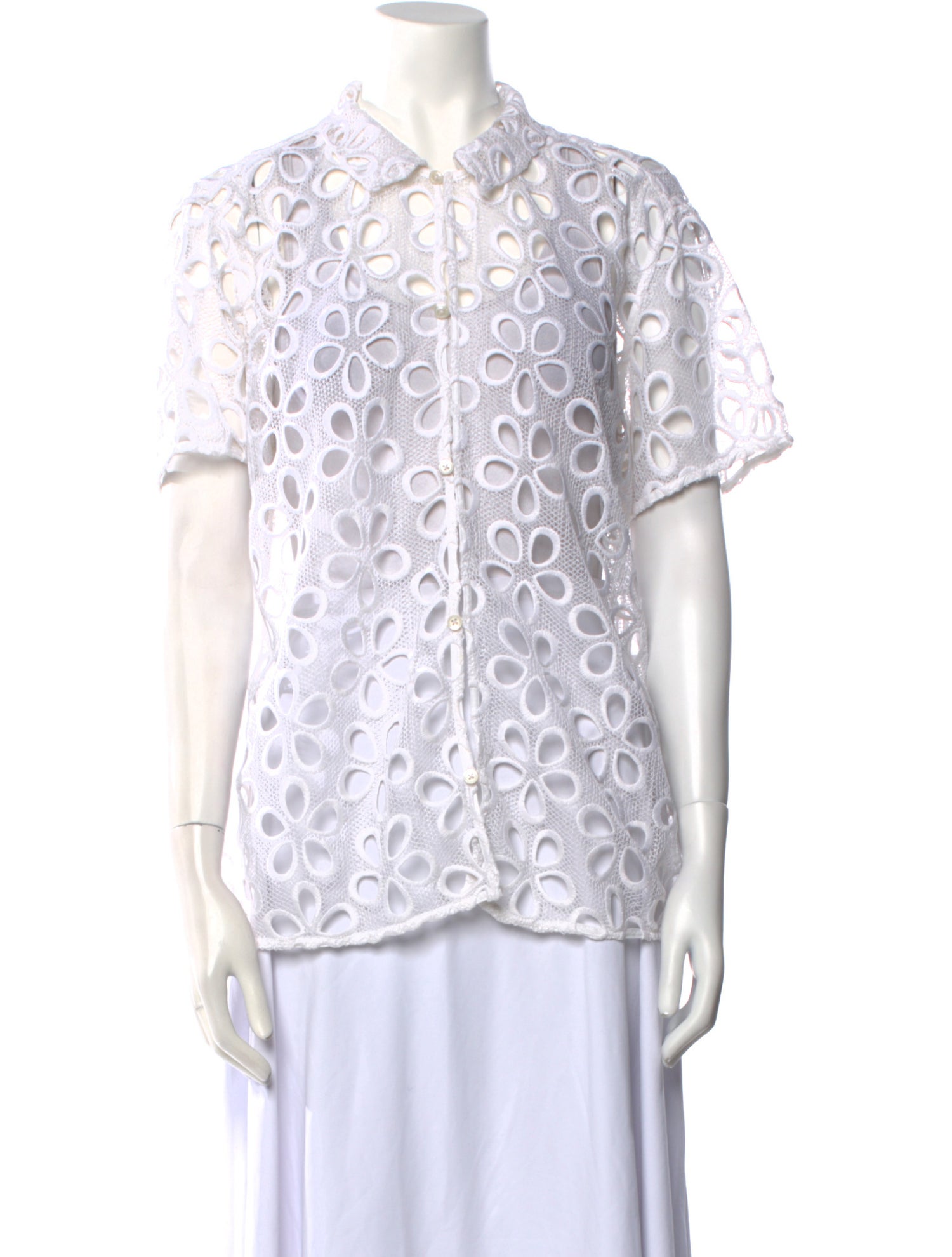 BODE Printed Short Sleeve Button-Up Top