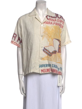 BODE Graphic Print Short Sleeve Button-Up Top