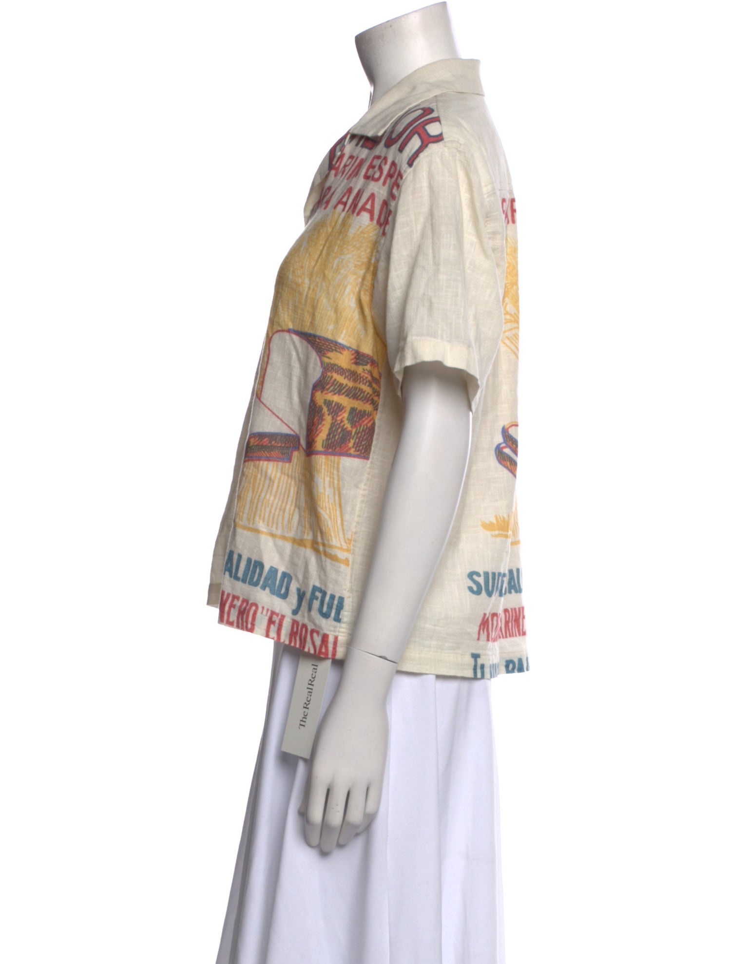 BODE Graphic Print Short Sleeve Button-Up Top