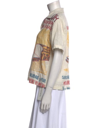 BODE Graphic Print Short Sleeve Button-Up Top