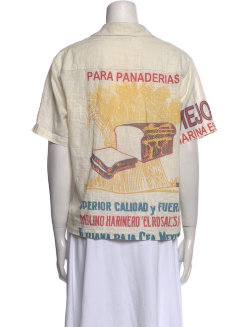 BODE Graphic Print Short Sleeve Button-Up Top