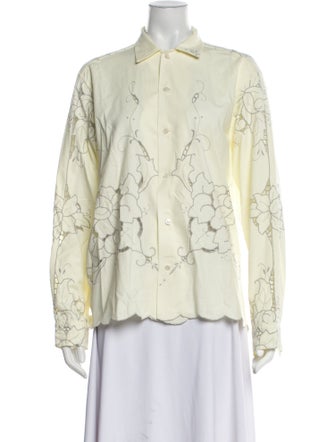 BODE Linen Long Sleeve Button-Up Top