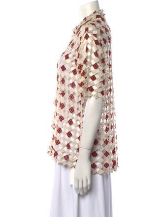 BODE Printed Short Sleeve Button-Up Top