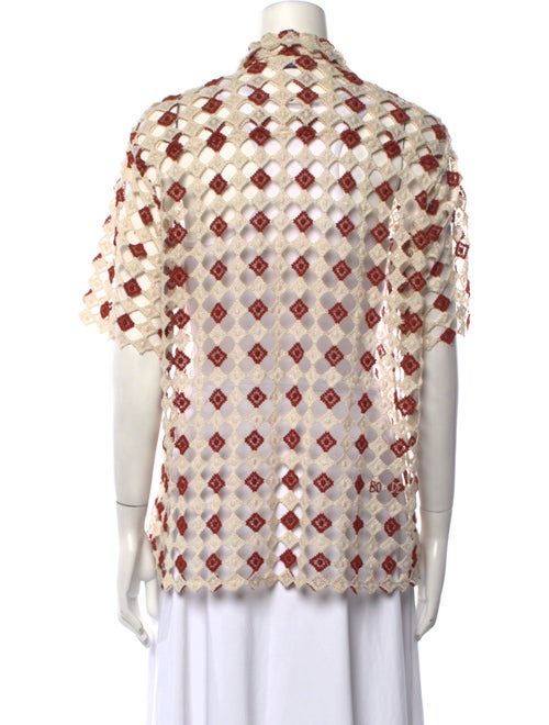 BODE Printed Short Sleeve Button-Up Top