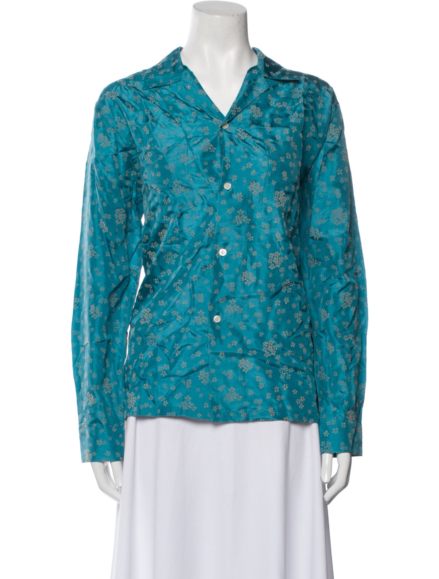 BODE Silk Printed Button-Up Top w/ Tags