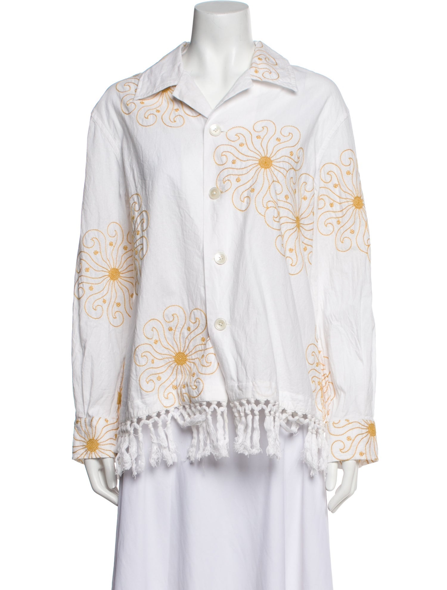 BODE Printed Long Sleeve Button-Up Top