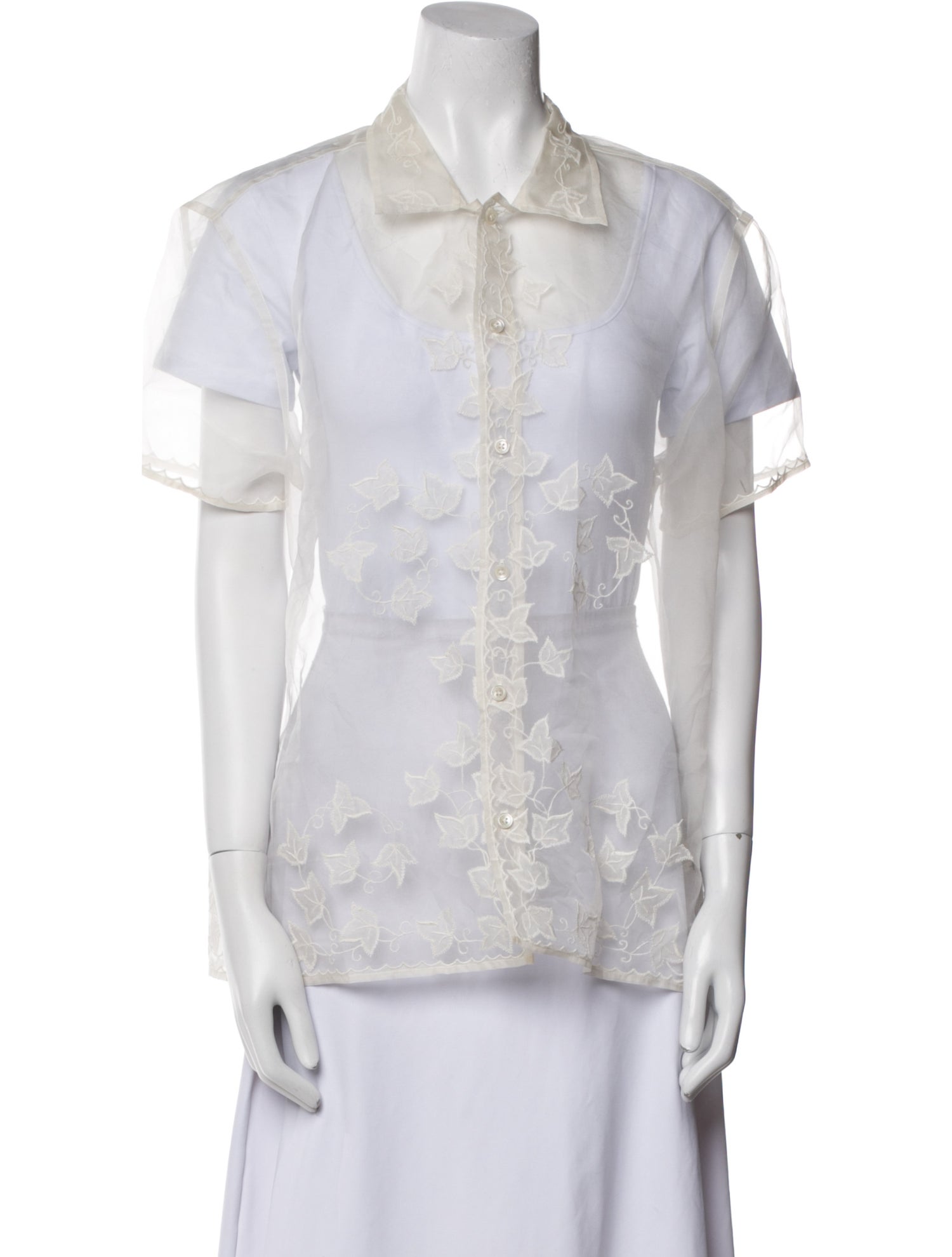 BODE Silk Short Sleeve Button-Up Top