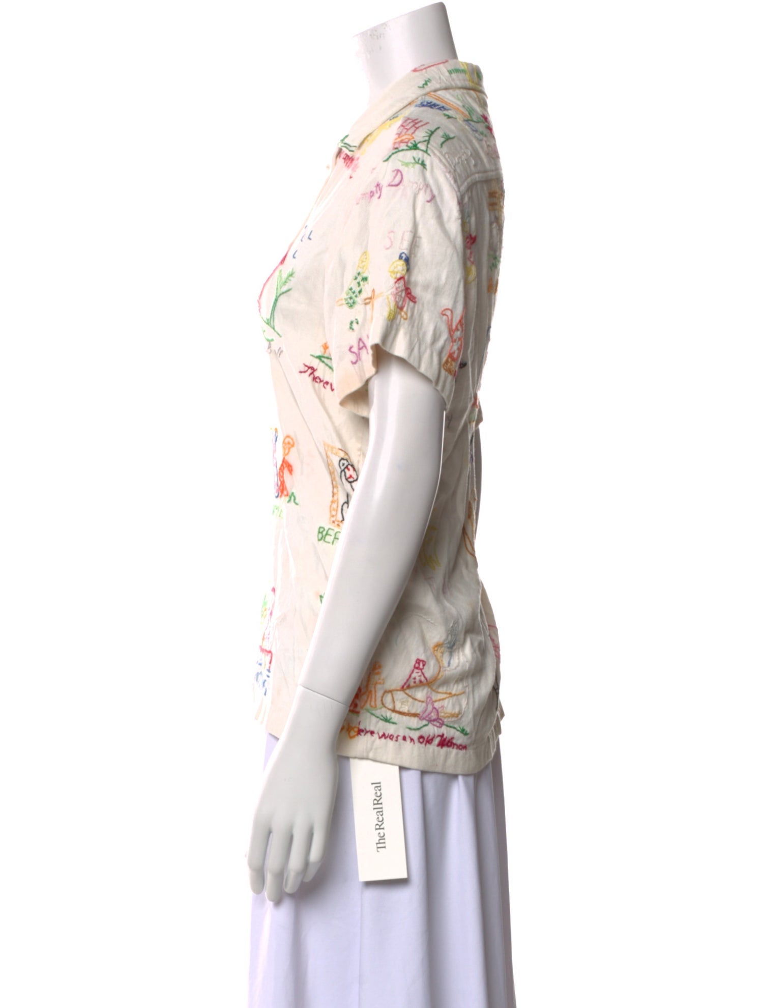 BODE Linen Printed Button-Up Top