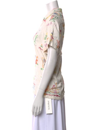 BODE Linen Printed Button-Up Top