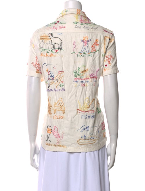 BODE Linen Printed Button-Up Top