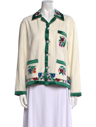 BODE Printed Long Sleeve Button-Up Top