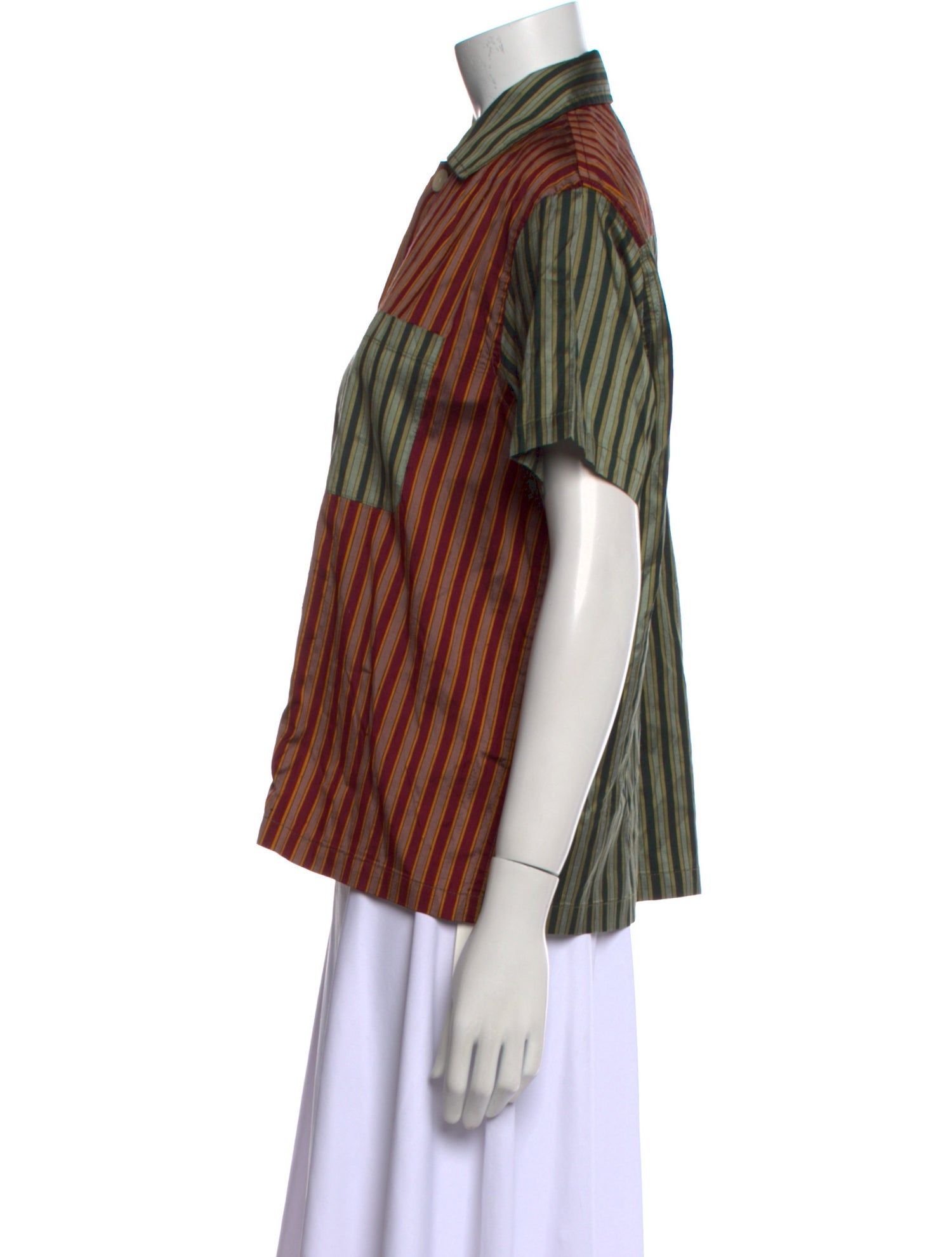 BODE Silk Striped Button-Up Top