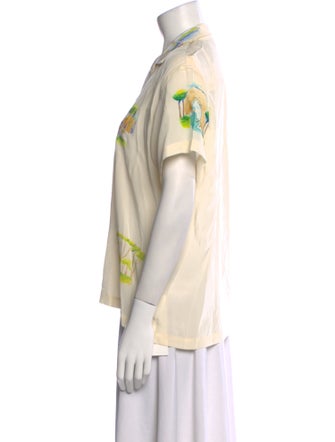 BODE Silk Graphic Print Button-Up Top