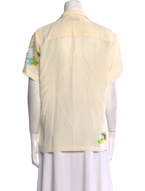 BODE Silk Graphic Print Button-Up Top