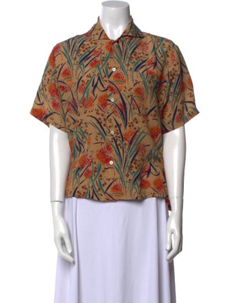 BODE Silk Printed Button-Up Top