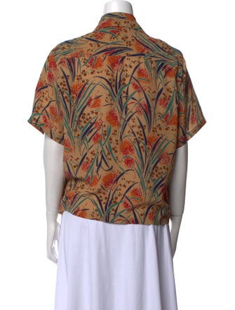 BODE Silk Printed Button-Up Top