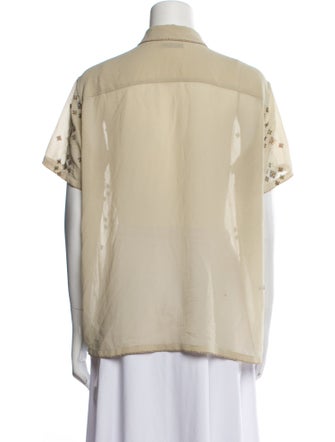 BODE Printed Short Sleeve Button-Up Top