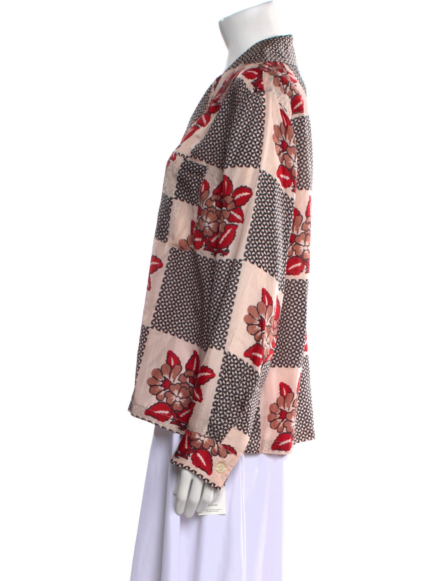 BODE Silk Printed Button-Up Top