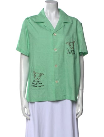 BODE Short Sleeve Button-Up Top