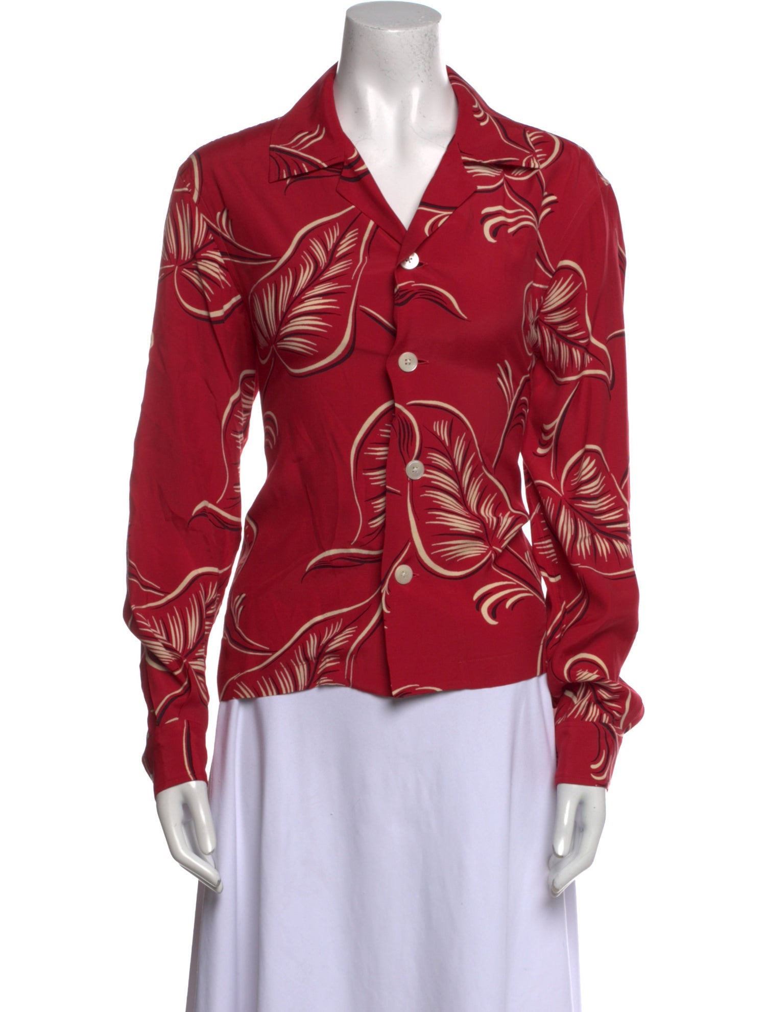 BODE Printed Long Sleeve Button-Up Top