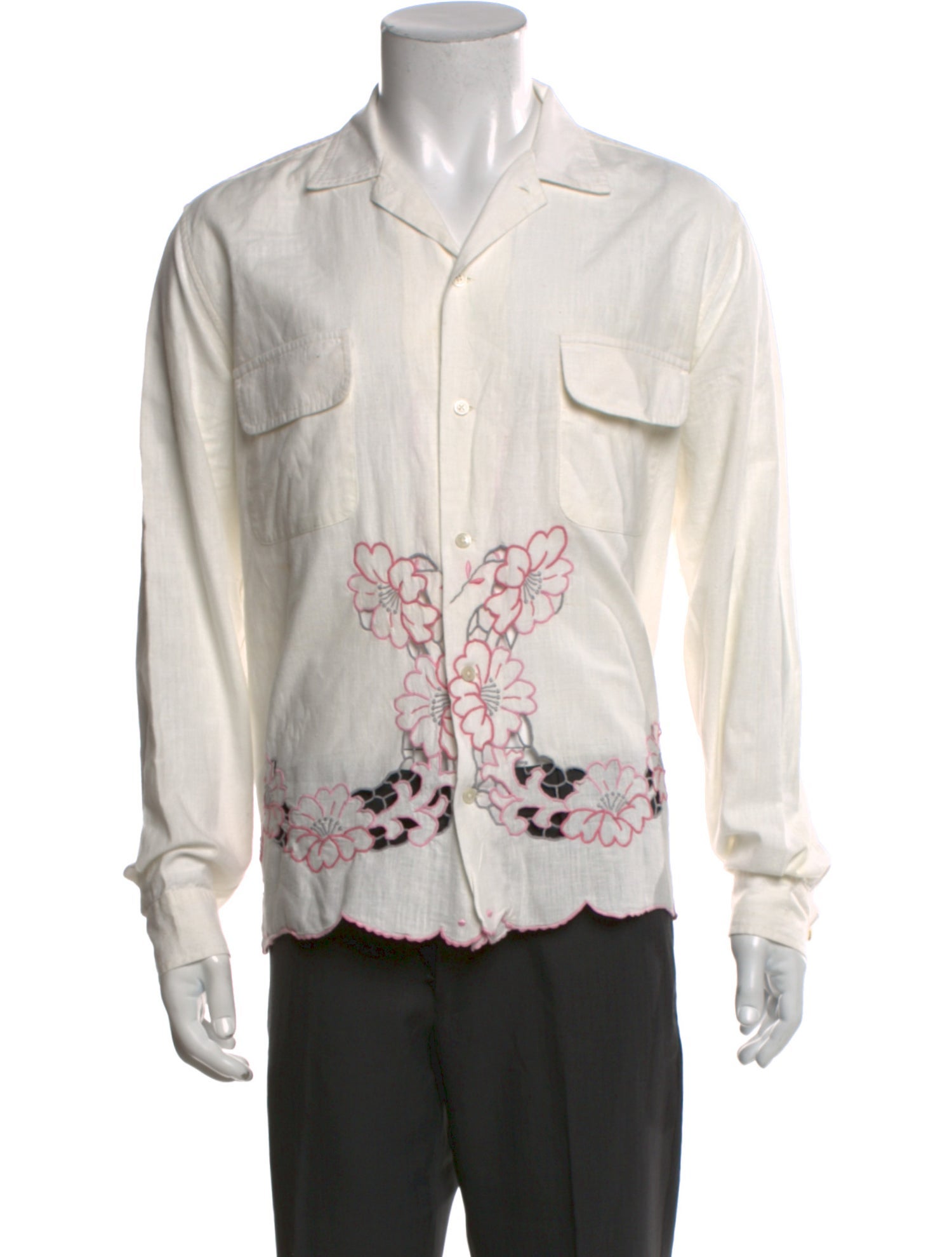 BODE Linen Graphic Print Shirt