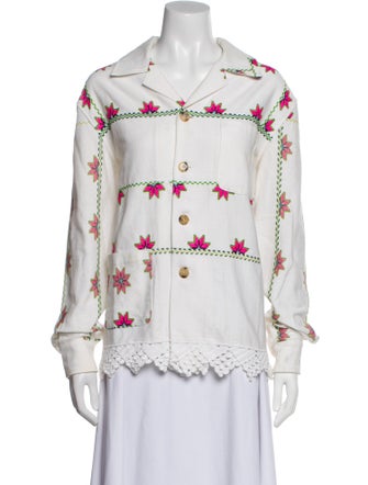 BODE Printed Long Sleeve Button-Up Top