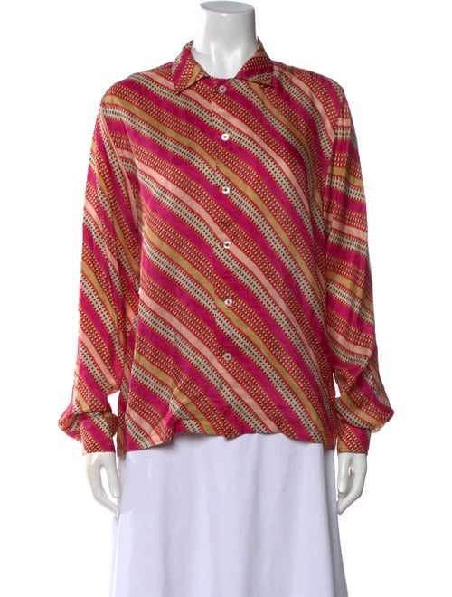 BODE Striped Long Sleeve Button-Up Top
