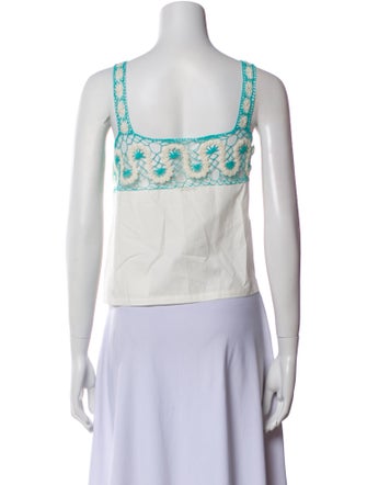 BODE Patterned Square Neckline Crop Top