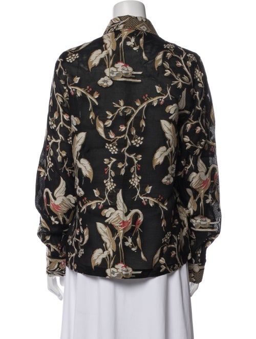BODE Floral Print Long Sleeve Button-Up Top