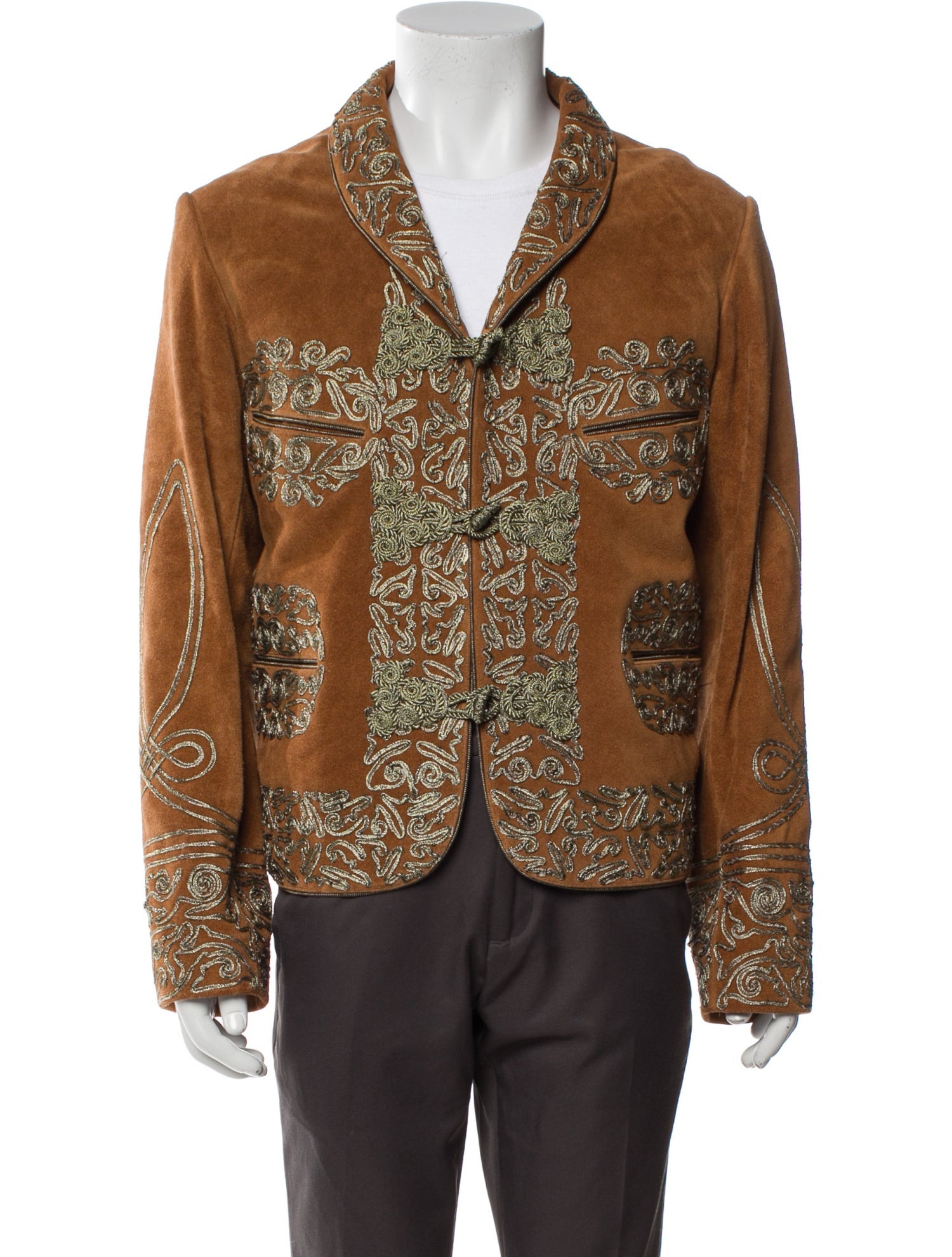 BODE Leather Printed Moto Jacket