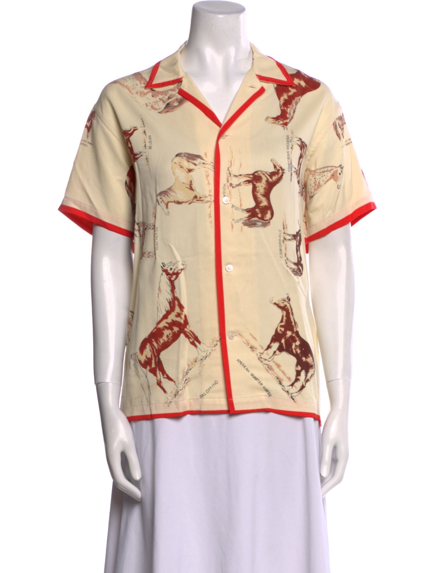 BODE Printed Short Sleeve Button-Up Top