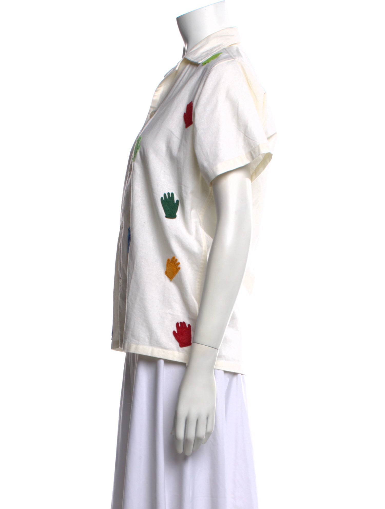 BODE Printed Short Sleeve Button-Up Top