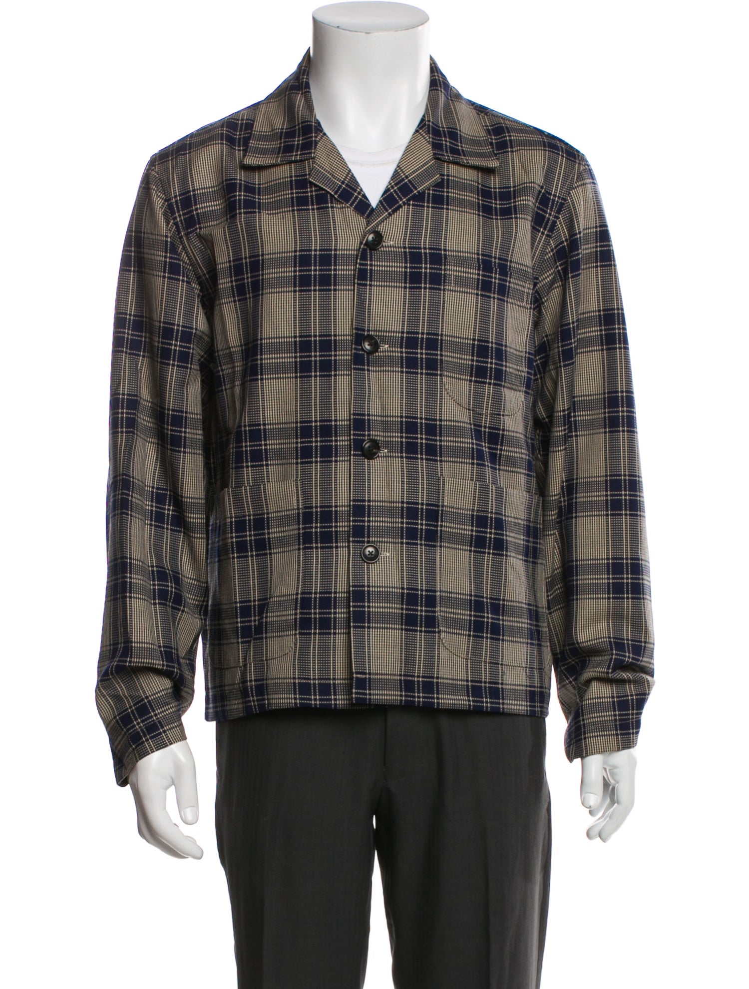 BODE Wool Plaid Print Peacoat