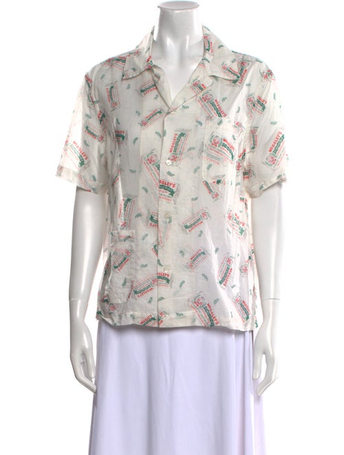 BODE Printed Short Sleeve Button-Up Top