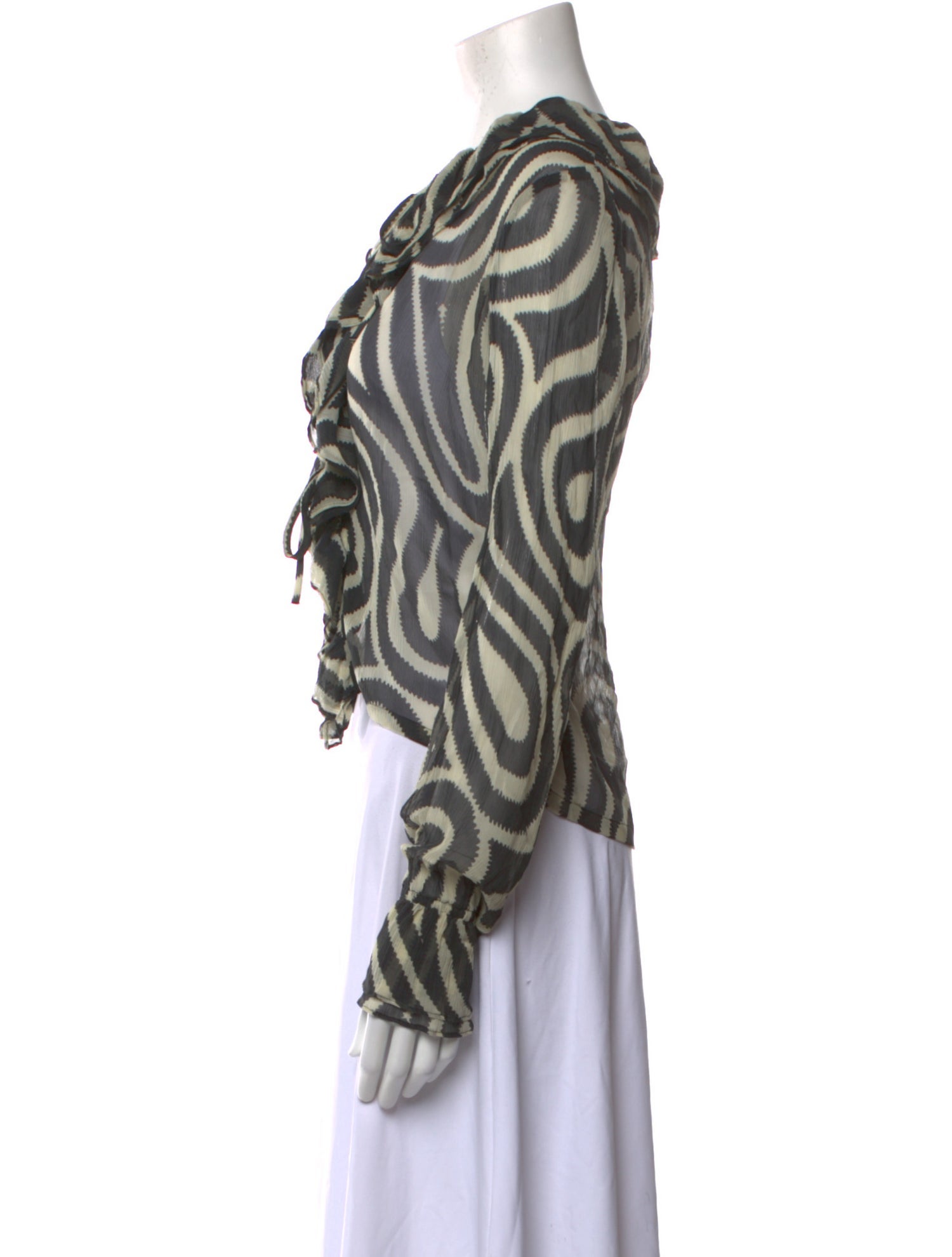 BODE Printed V-Neck Button-Up Top