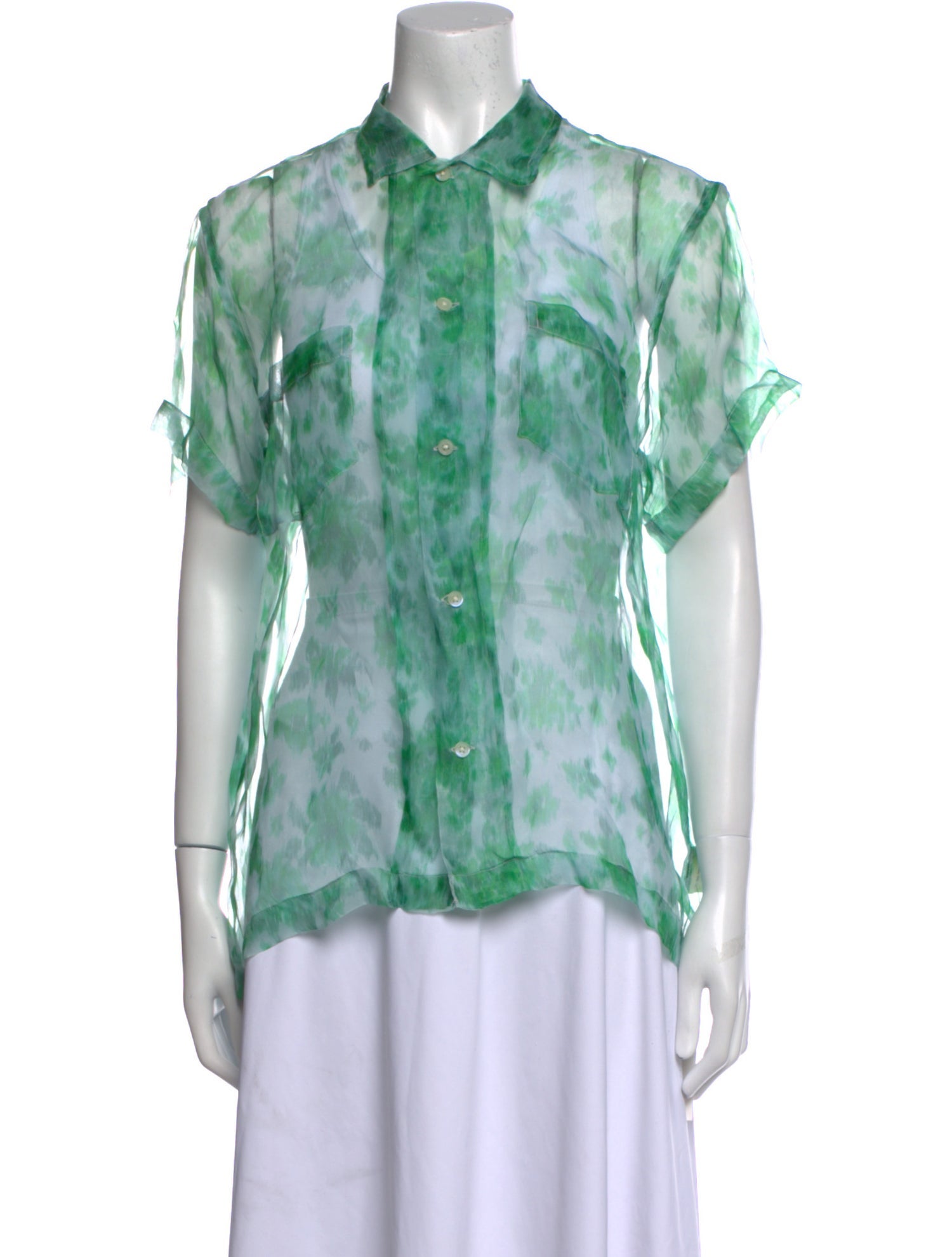 BODE Silk Printed Button-Up Top