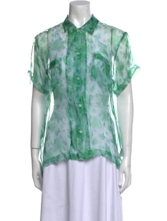 BODE Silk Printed Button-Up Top