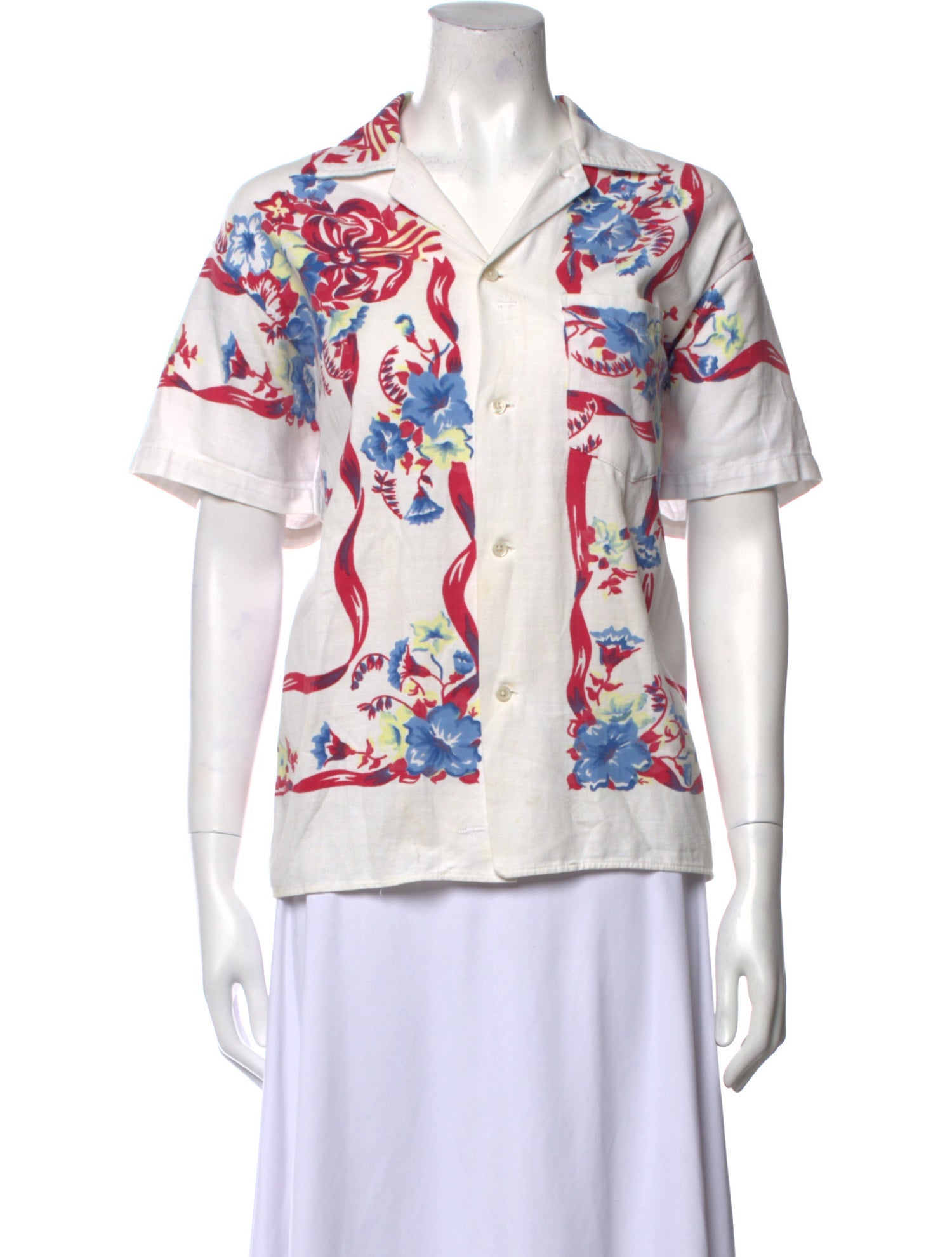 BODE Linen Printed Button-Up Top