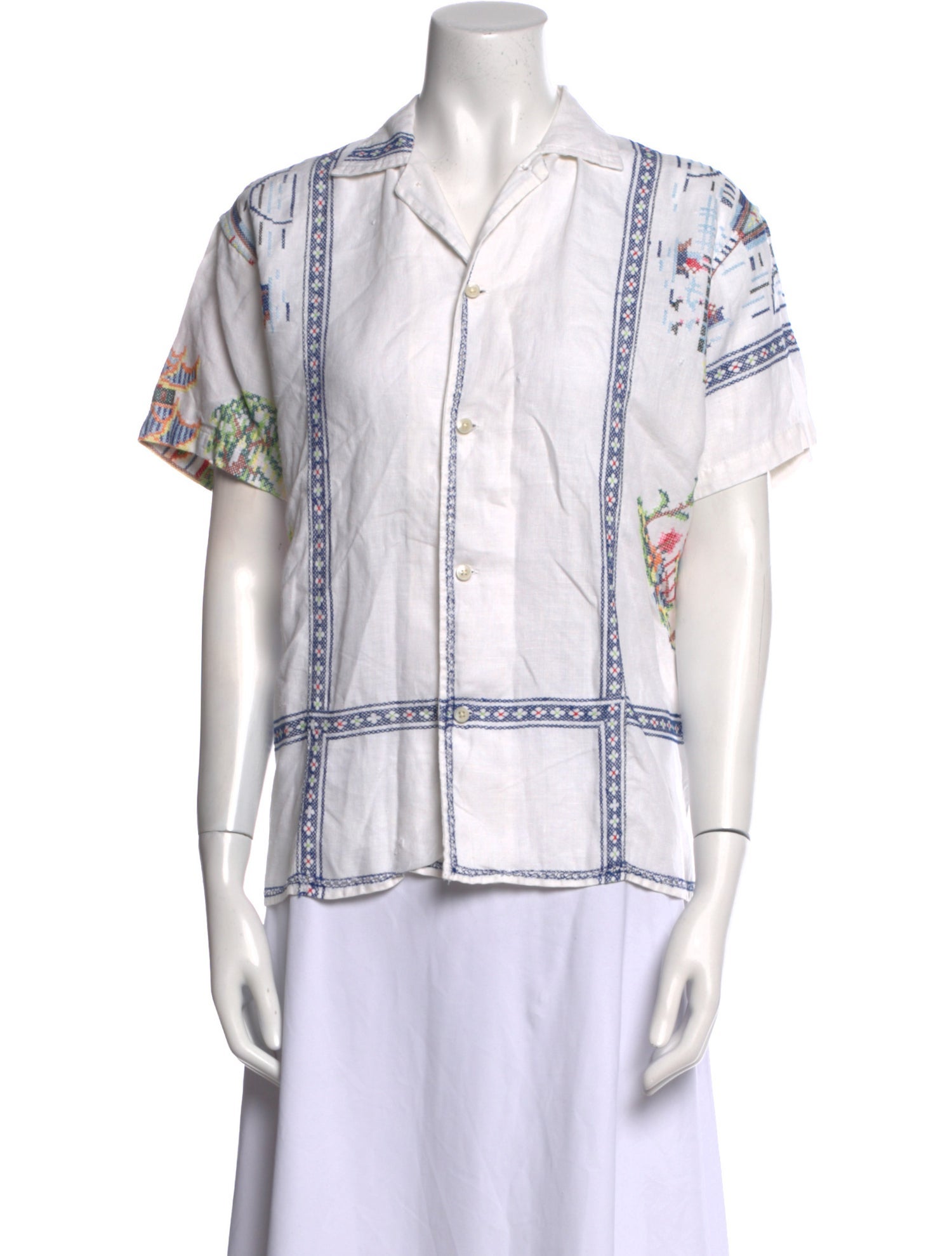 BODE Linen Printed Button-Up Top