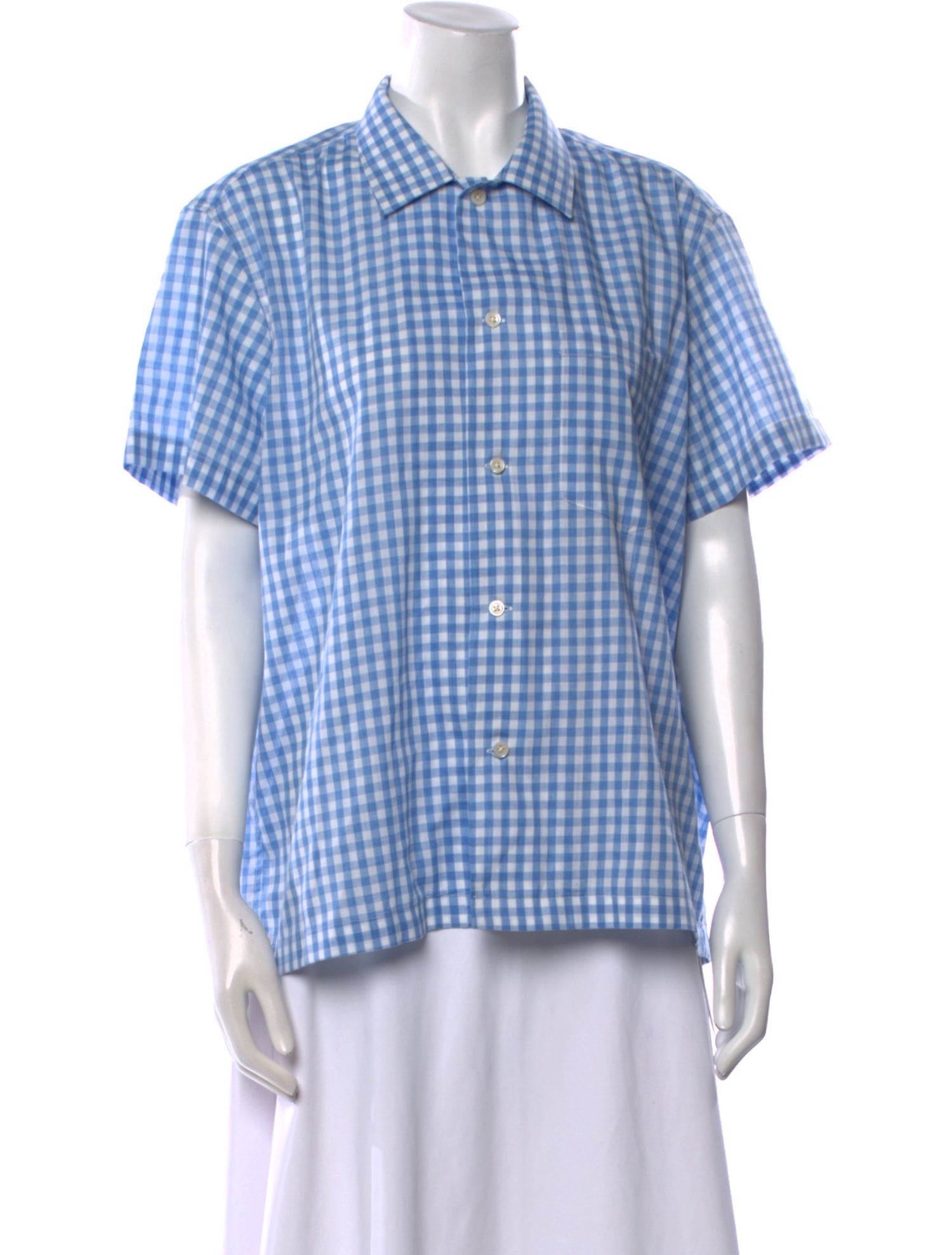 BODE Plaid Print Short Sleeve Button-Up Top