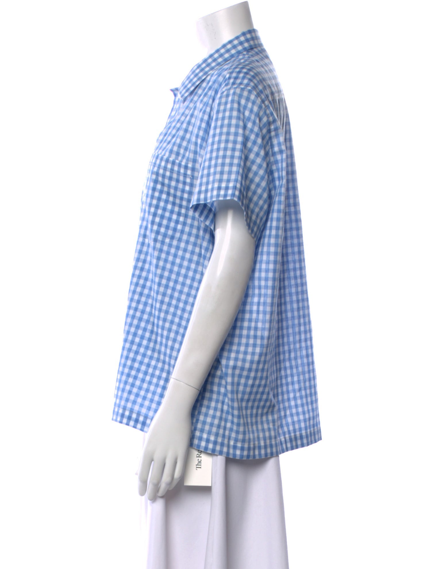 BODE Plaid Print Short Sleeve Button-Up Top