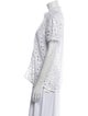 BODE Lace Pattern Short Sleeve Button-Up Top