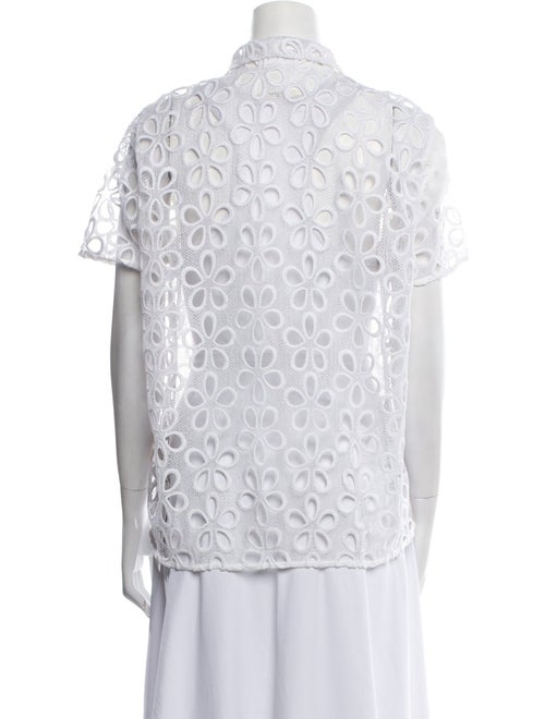 BODE Lace Pattern Short Sleeve Button-Up Top