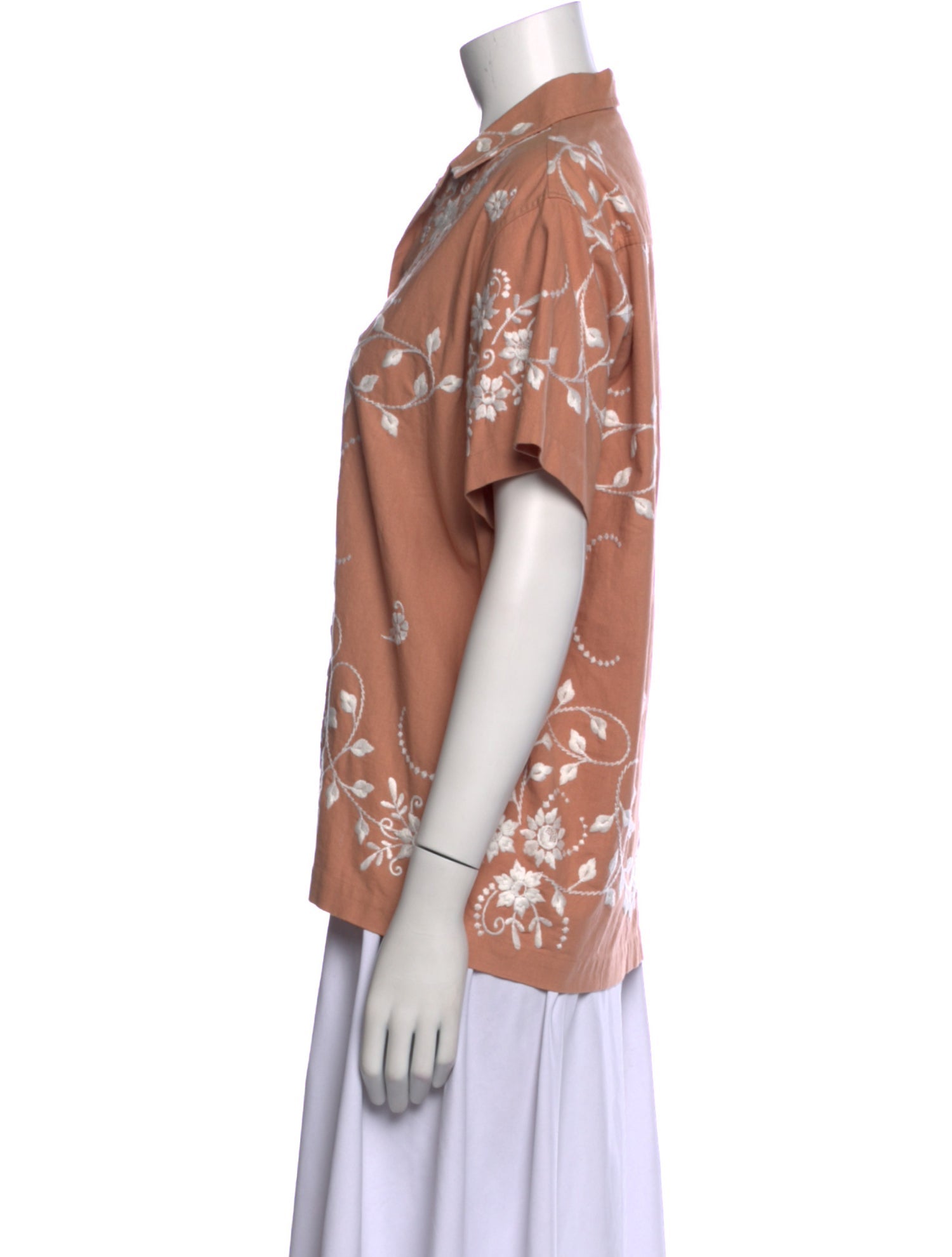 BODE Printed Short Sleeve Button-Up Top