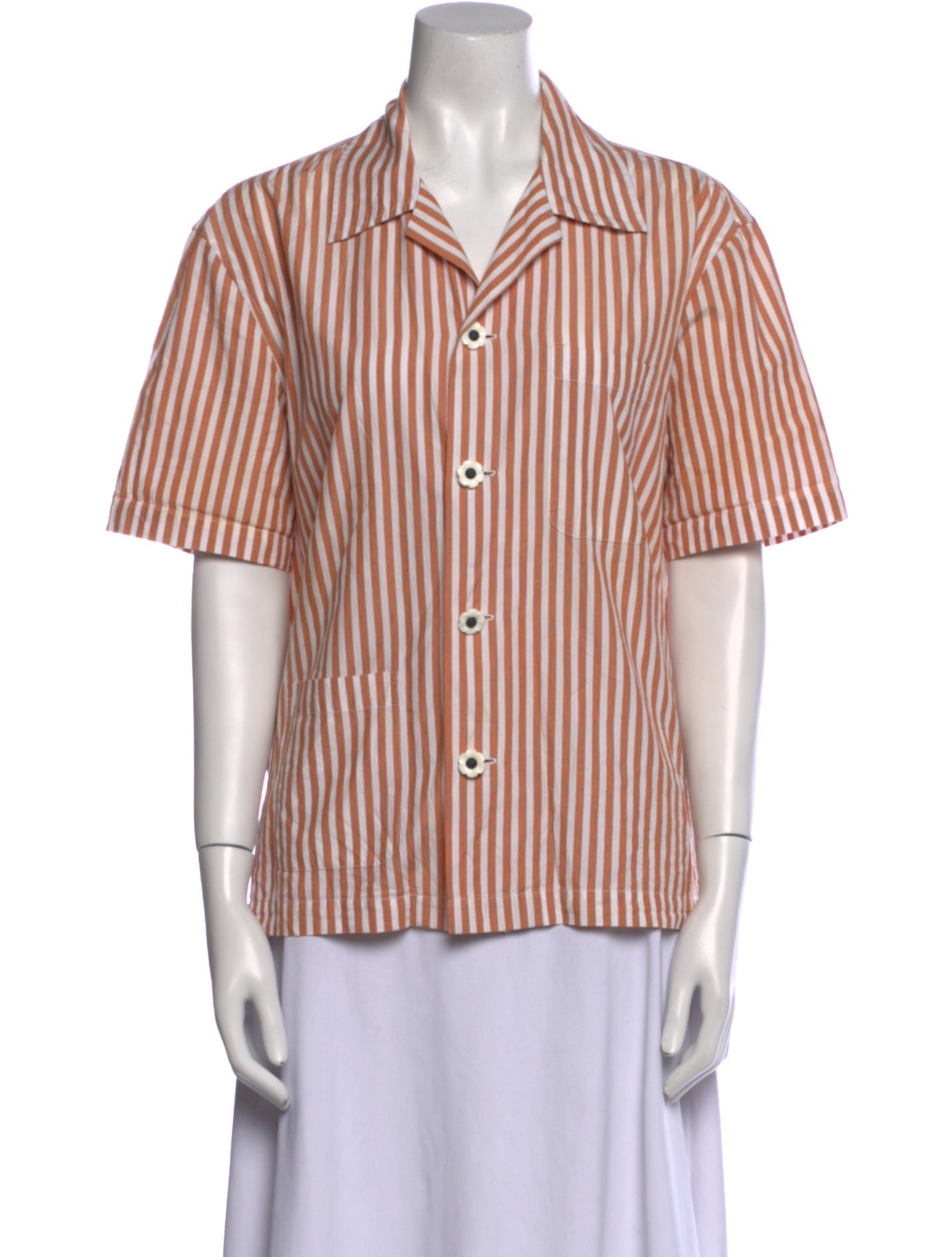 BODE Striped Short Sleeve Button-Up Top