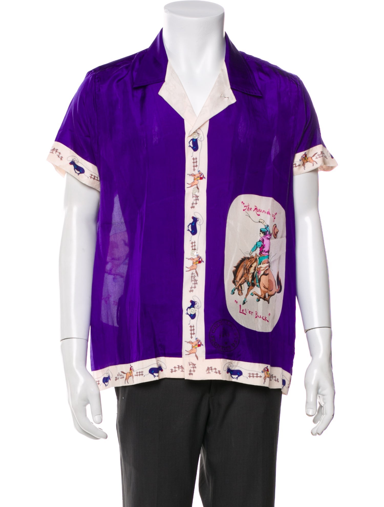 BODE Silk Graphic Print Shirt