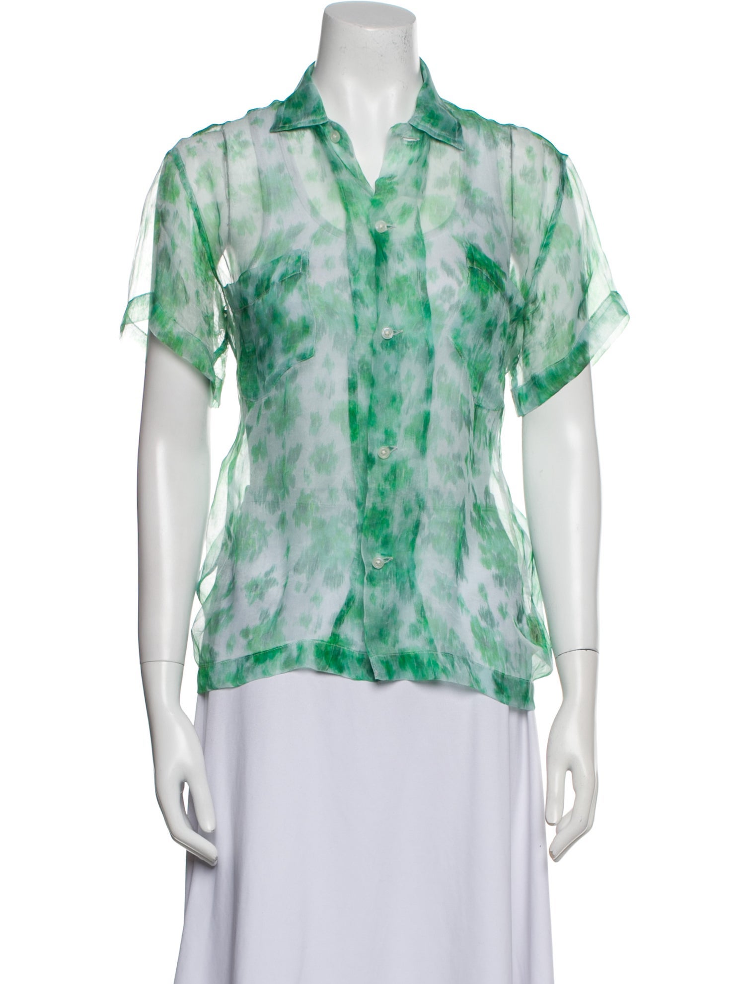 BODE Silk Printed Button-Up Top
