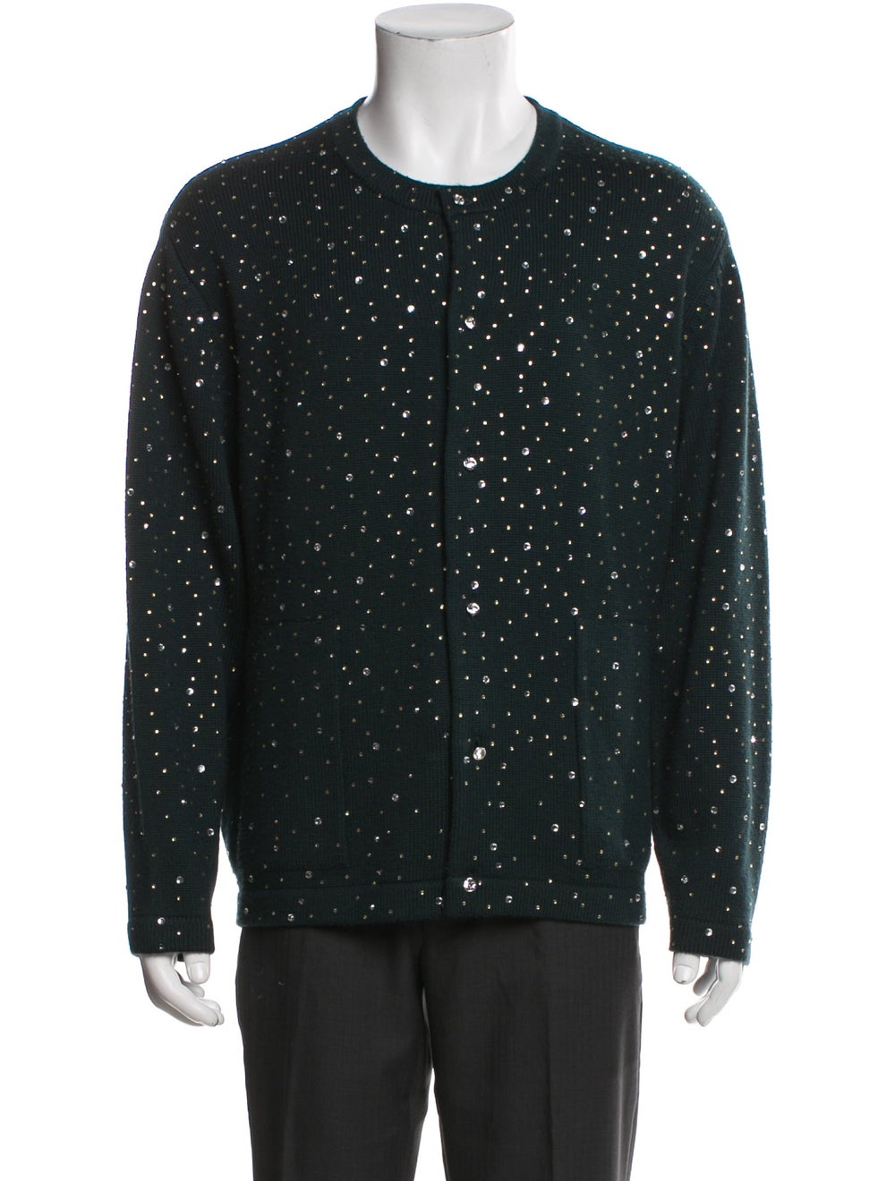 Bode Wool Pullover Green Patch Pockets Long Sleeve - image 1