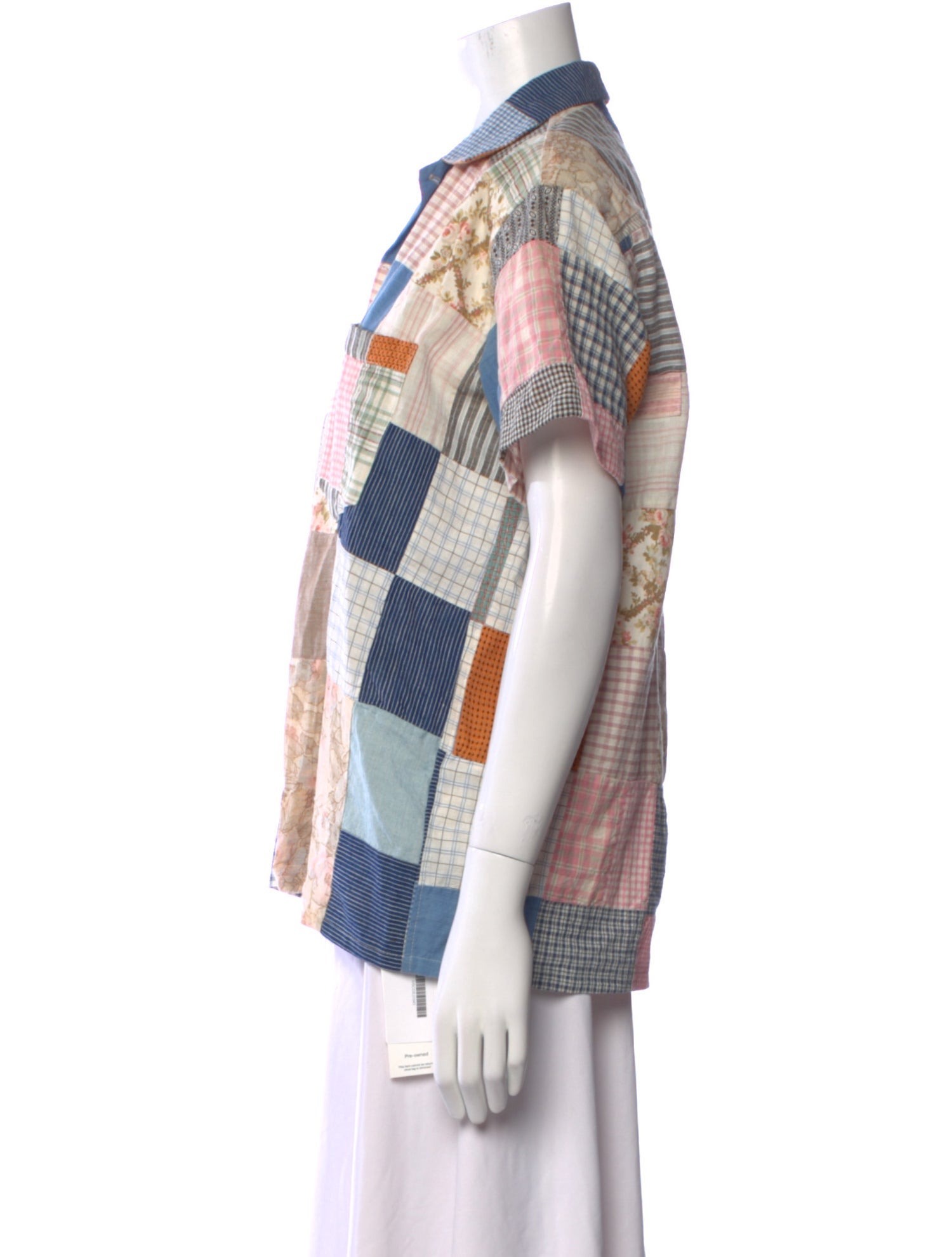 BODE Plaid Print Short Sleeve Button-Up Top