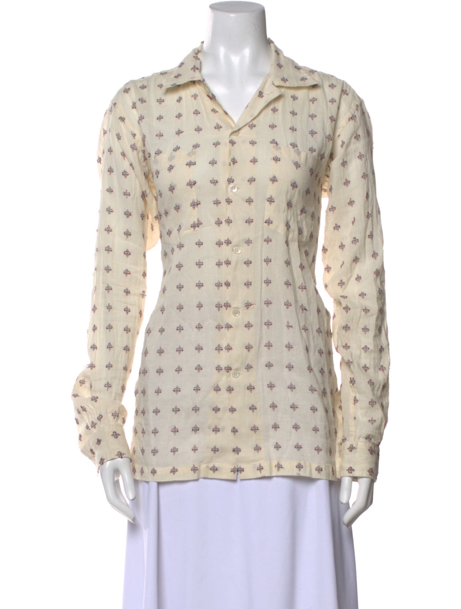 BODE Printed Long Sleeve Button-Up Top